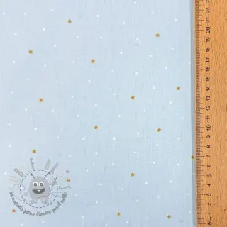 Tessuto di cotone Sweet bear star light blue ORGANIC