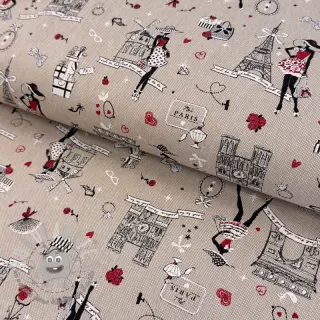 Tessuto decorativo Linenlook Cute Paris multico