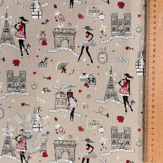 Tessuto decorativo Linenlook Cute Paris multico