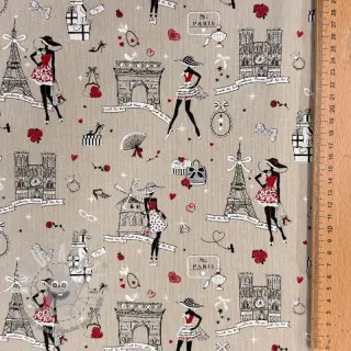 Tessuto decorativo Linenlook Cute Paris multico
