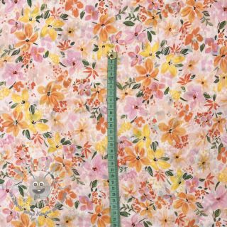 Viscosa DOBBY Meadow flowers white digital print