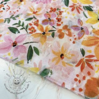 Viscosa DOBBY Meadow flowers white digital print