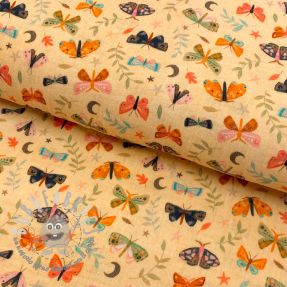 Mussola/Doppia garza Butterflies soft yellow digital print