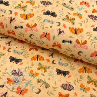 Mussola/Doppia garza Butterflies soft yellow digital print