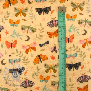 Mussola/Doppia garza Butterflies soft yellow digital print
