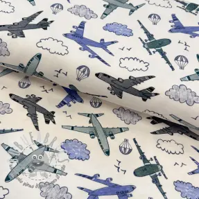 Jersey Airplanes ecru digital print