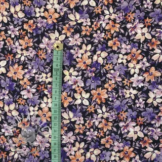 Tessuto di cotone Sketched meadow black digital print