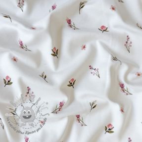 Jersey Rabbits and flowers TOSSSED white digital print