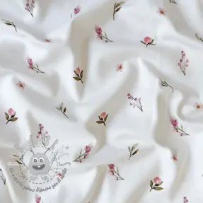 Jersey Rabbits and flowers TOSSSED white digital print