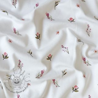 Jersey Rabbits and flowers TOSSSED white digital print