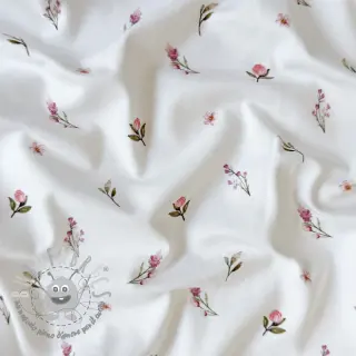 Jersey Rabbits and flowers TOSSSED white digital print