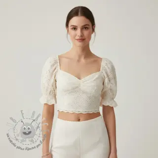 Tessuto di cotone EMBROIDERY Rosemary white