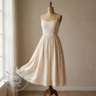 Tessuto di cotone EMBROIDERY Rosemary off white