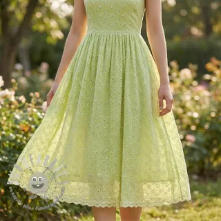 Tessuto di cotone EMBROIDERY Rosemary lime