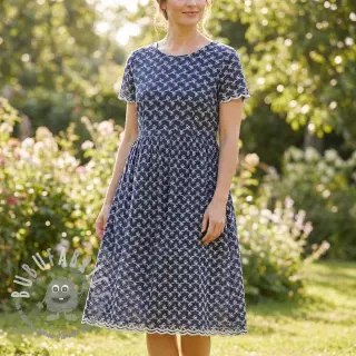 Tessuto di cotone EMBROIDERY Rosemary navy