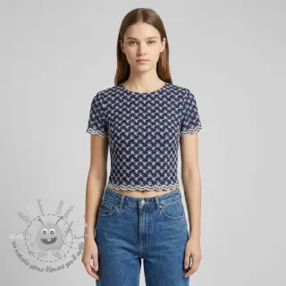 Tessuto di cotone EMBROIDERY Rosemary navy