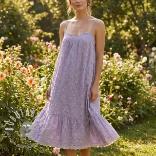 Tessuto di cotone EMBROIDERY Rosemary lilac