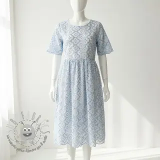 Tessuto di cotone EMBROIDERY Lilian blue