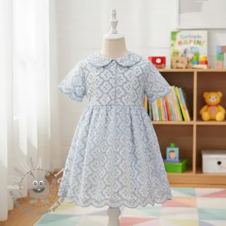 Tessuto di cotone EMBROIDERY Lilian blue