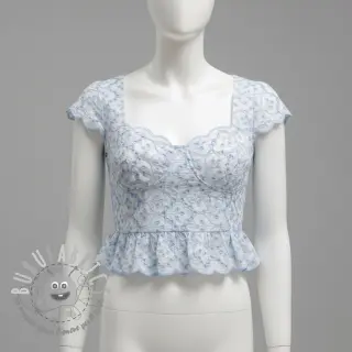 Tessuto di cotone EMBROIDERY Lilian blue