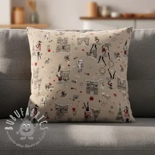 Tessuto decorativo Linenlook Cute Paris multico