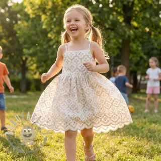 Tessuto di cotone EMBROIDERY Lilian natural