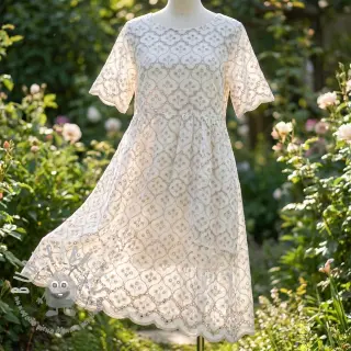 Tessuto di cotone EMBROIDERY Lilian natural