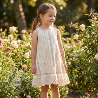 Tessuto di cotone EMBROIDERY Lilian beige