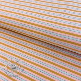 Jersey LUREX Stripes ochre silver