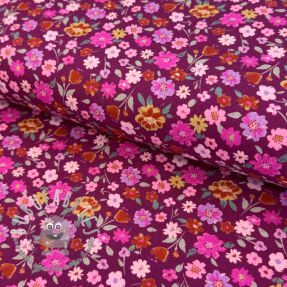 Jersey Flowers cerise digital print ORGANIC