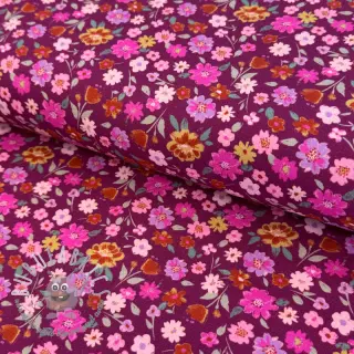 Jersey Flowers cerise digital print ORGANIC