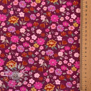 Jersey Flowers cerise digital print ORGANIC