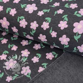 Felpa garzata Flowers indigo melange