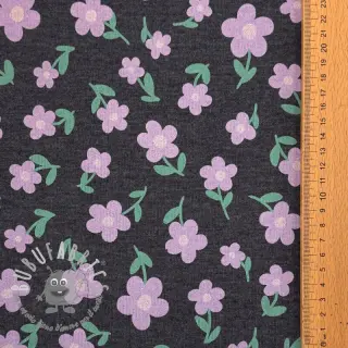 Felpa garzata Flowers indigo melange