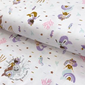 Jersey GLITTER Mermaids white digital print