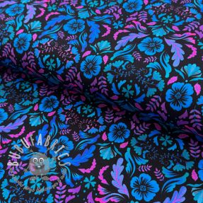 Jersey Paisley flowers black digital print
