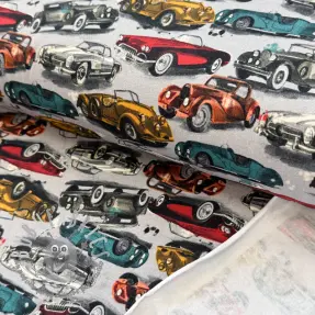 Felpa garzata Old cars grey digital print