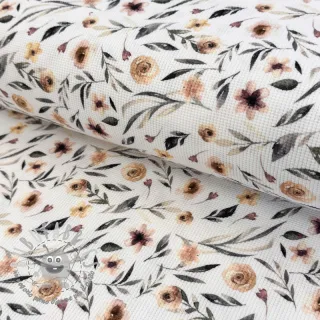 Jersey WAFFLE Flowers white digital print