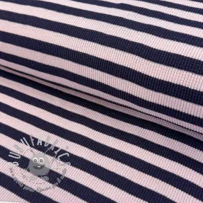 Jersey WAFFLE YARN DYED Stripes navy lilac