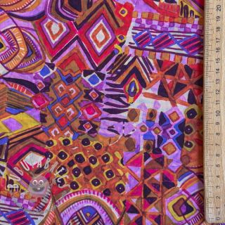 Tessuto di cotone VOILE Abstract ochre digital print