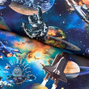 Tessuto di cotone Space navy digital print