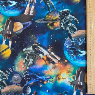 Tessuto di cotone Space navy digital print