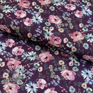 Tessuto di cotone Flowers Anabell dark purple digital print