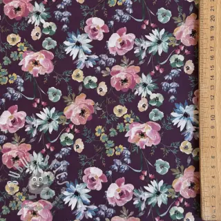 Tessuto di cotone Flowers Anabell dark purple digital print