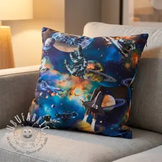 Tessuto di cotone Space navy digital print