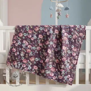 Tessuto di cotone Flowers Anabell dark purple digital print