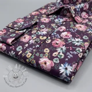 Tessuto di cotone Flowers Anabell dark purple digital print