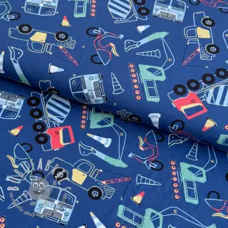 Tessuto di cotone Vehicles blue