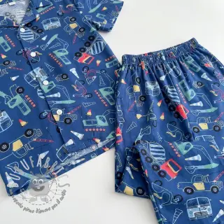 Tessuto di cotone Vehicles blue