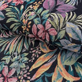 Tessuto decorativo GOBELIN Flowers black